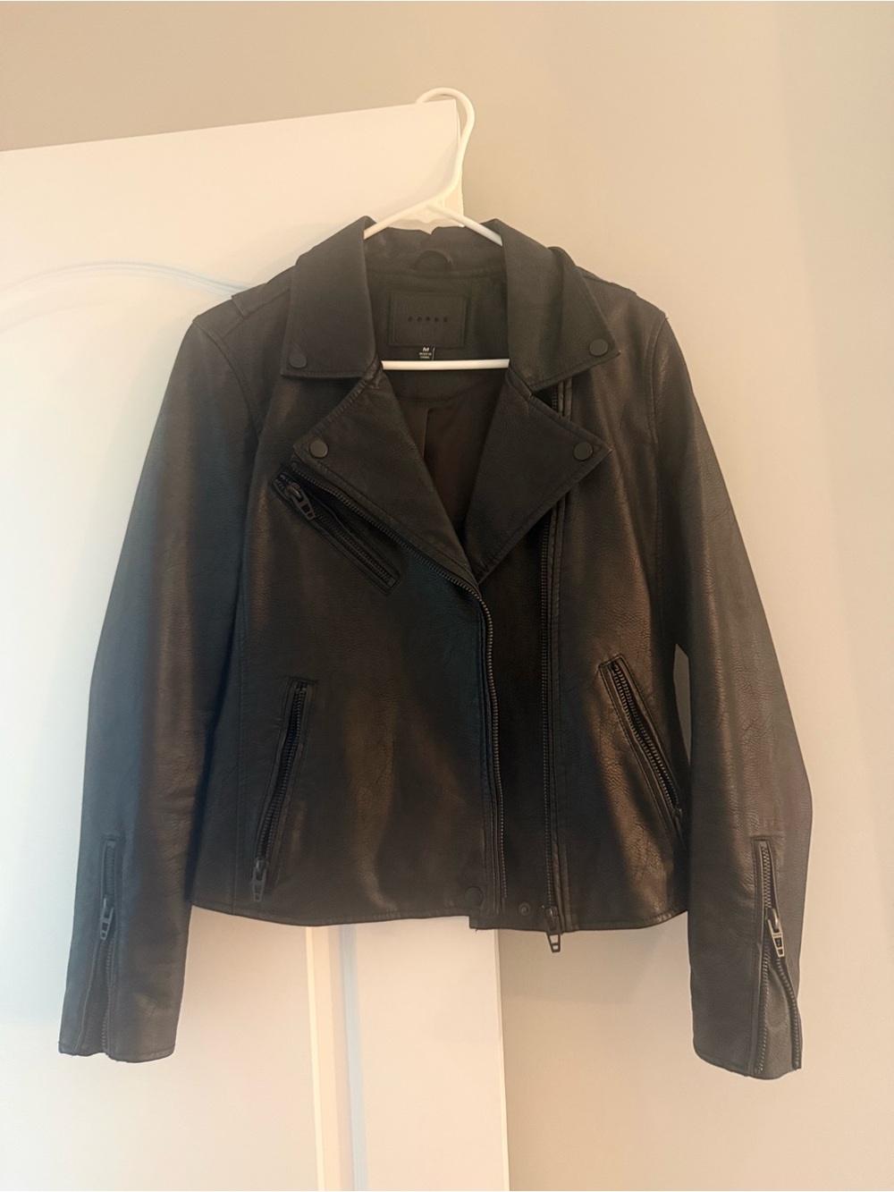 Women's Black Vegan Leather Moto Jacket